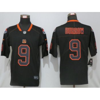 Men's Cincinnati Bengals #9 Joe Burrow 2020 Black Lights Out Color Rush Stitched NFL Nike Limited Jersey