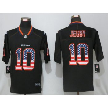 Men's Denver Broncos #10 Jerry Jeudy 2020 USA Flag Fashion Black Color Rush Stitched Nike Limited Jersey