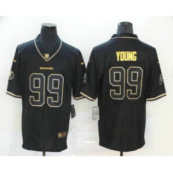 Men's Washington Redskins #99 Chase Young Black 100th Season Golden Edition Jersey