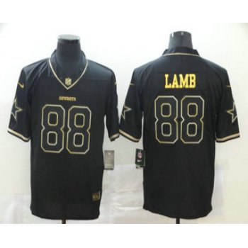 Men's Dallas Cowboys #88 CeeDee Lamb Black 100th Season Golden Edition Jersey