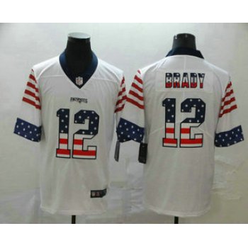 Men's New England Patriots #12 Tom Brady White Independence Day Stars & Stripes Jersey