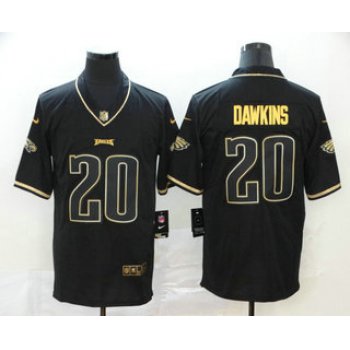 Men's Philadelphia Eagles #20 Brian Dawkins Black 100th Season Golden Edition Jersey