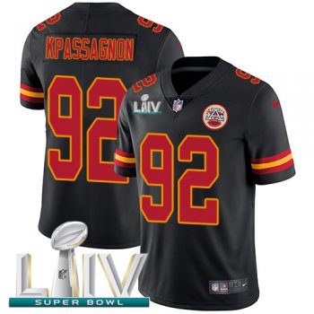 Nike Chiefs #92 Tanoh Kpassagnon Black Super Bowl LIV 2020 Youth Stitched NFL Limited Rush Jersey