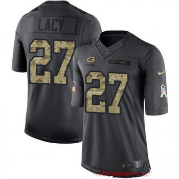 Men's Green Bay Packers #27 Eddie Lacy Black Anthracite 2016 Salute To Service Stitched NFL Nike Limited Jersey