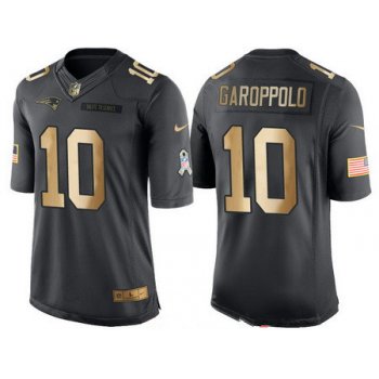 Men's New England Patriots #10 Jimmy Garoppolo Anthracite Gold 2016 Salute To Service Stitched NFL Nike Limited Jersey