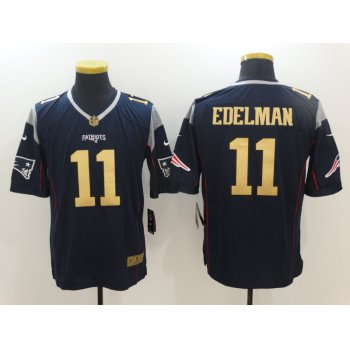 Men's New England Patriots #11 Julian Edelman Navy Blue With Gold Stitched NFL Nike Limited Jersey