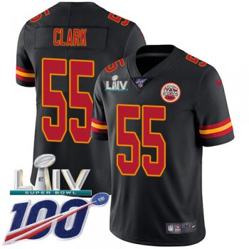 Nike Chiefs #55 Frank Clark Black Super Bowl LIV 2020 Youth Stitched NFL Limited Rush 100th Season Jersey