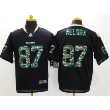 Nike Green Bay Packers #87 Jordy Nelson Black With Camo Elite Jersey