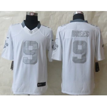 Nike New Orleans Saints #9 Drew Brees Platinum White Limited Jersey