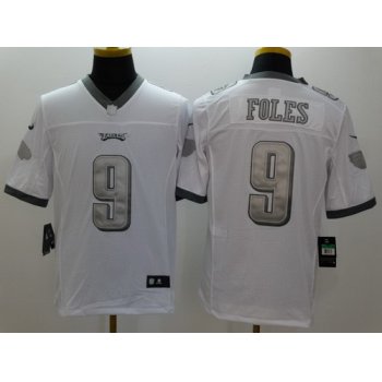 Nike Philadelphia Eagles #9 Nick Foles Platinum White Limited Jersey