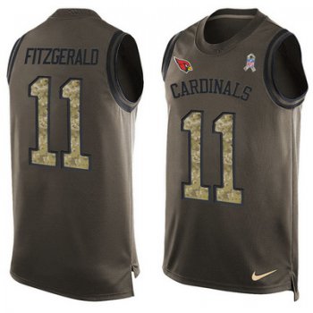 Men's Arizona Cardinals #11 Larry Fitzgerald Green Salute to Service Hot Pressing Player Name & Number Nike NFL Tank Top Jersey