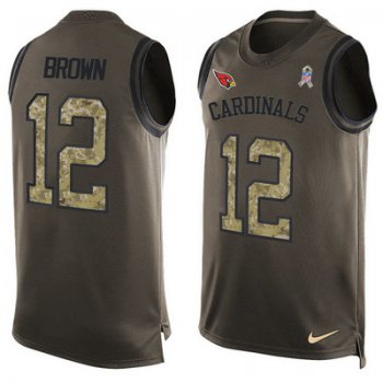 Men's Arizona Cardinals #12 John Brown Green Salute to Service Hot Pressing Player Name & Number Nike NFL Tank Top Jersey