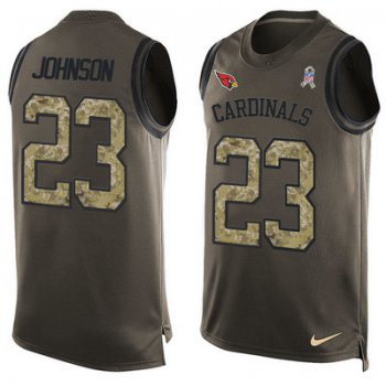 Men's Arizona Cardinals #23 Chris Johnson Green Salute to Service Hot Pressing Player Name & Number Nike NFL Tank Top Jersey