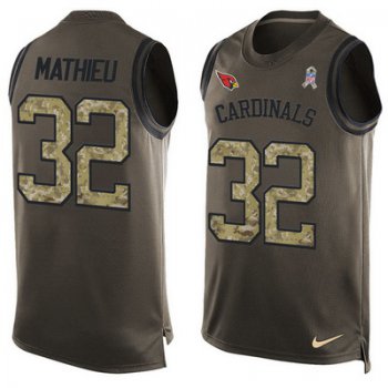 Men's Arizona Cardinals #32 Tyrann Mathieu Green Salute to Service Hot Pressing Player Name & Number Nike NFL Tank Top Jersey