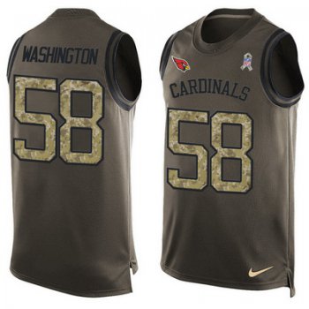 Men's Arizona Cardinals #58 Daryl Washington Green Salute to Service Hot Pressing Player Name & Number Nike NFL Tank Top Jersey