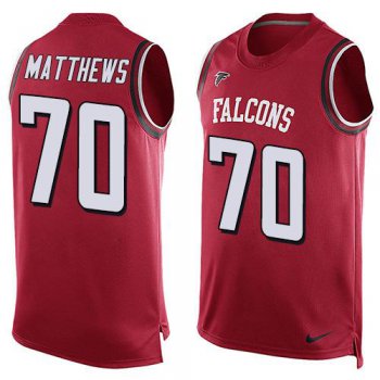 Men's Atlanta Falcons #70 Jake Matthews Red Hot Pressing Player Name & Number Nike NFL Tank Top Jersey