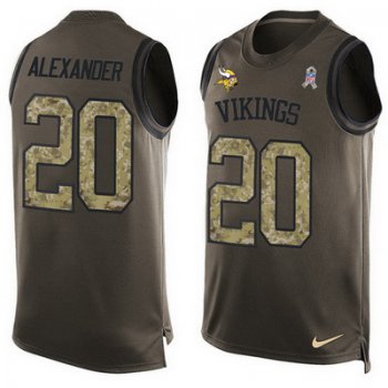 Men's Minnesota Vikings #20 Mackensie Alexander Green Salute to Service Hot Pressing Player Name & Number Nike NFL Tank Top Jersey