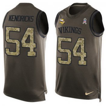 Men's Minnesota Vikings #54 Eric Kendricks Green Salute to Service Hot Pressing Player Name & Number Nike NFL Tank Top Jersey