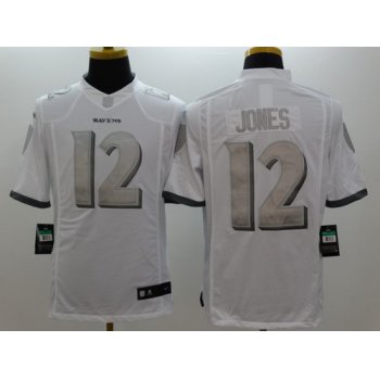 Nike Baltimore Ravens #12 Jacoby Jones Platinum White Limited Jersey