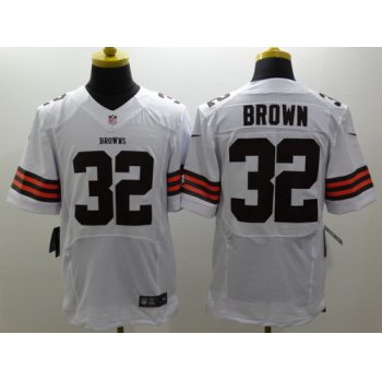 Nike Cleveland Browns #32 Jim Brown White Elite Jersey