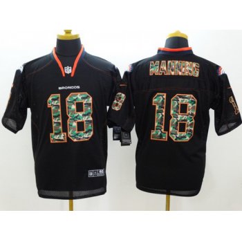 Nike Denver Broncos #18 Peyton Manning Black With Camo Elite Jersey