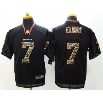 Nike Denver Broncos #7 John Elway Black With Camo Elite Jersey