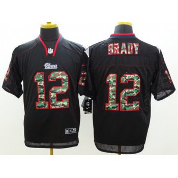 Nike New England Patriots #12 Tom Brady Black With Camo Elite Jersey