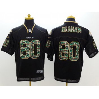 Nike New Orleans Saints #80 Jimmy Graham Black With Camo Elite Jersey