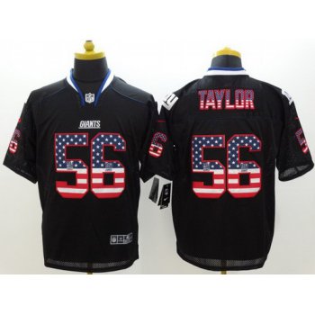 Nike New York Giants #56 Lawrence Taylor 2014 USA Flag Fashion Black Elite Jersey