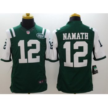 Nike New York Jets #12 Joe Namath Green Limited Jersey