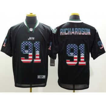 Nike New York Jets #91 Sheldon Richardson 2014 USA Flag Fashion Black Elite Jersey