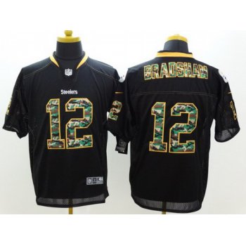 Nike Pittsburgh Steelers #12 Terry Bradshaw Black With Camo Elite Jersey