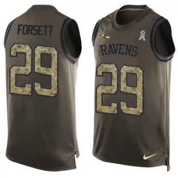 Men's Baltimore Ravens #29 Justin Forsett Green Salute to Service Hot Pressing Player Name & Number Nike NFL Tank Top Jersey