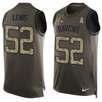 Men's Baltimore Ravens #52 Ray Lewis Green Salute to Service Hot Pressing Player Name & Number Nike NFL Tank Top Jersey