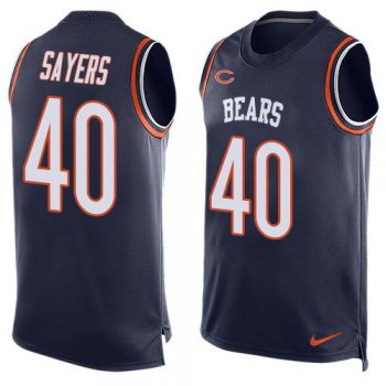 Men's Chicago Bears #40 Gale Sayers Navy Blue Hot Pressing Player Name & Number Nike NFL Tank Top Jersey