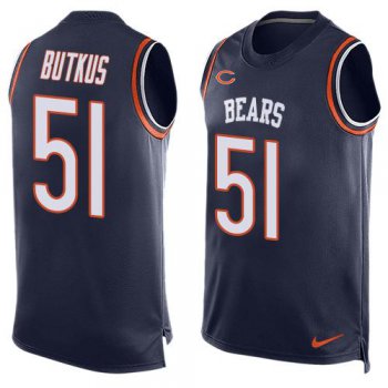 Men's Chicago Bears #51 Dick Butkus Navy Blue Hot Pressing Player Name & Number Nike NFL Tank Top Jersey