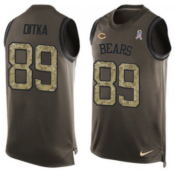 Men's Chicago Bears #89 Mike Ditka Green Salute to Service Hot Pressing Player Name & Number Nike NFL Tank Top Jersey