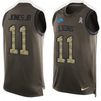 Men's Detroit Lions #11 Marvin Jones Jr Green Salute to Service Hot Pressing Player Name & Number Nike NFL Tank Top Jersey