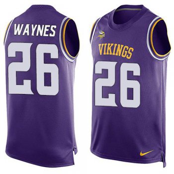 Men's Minnesota Vikings #26 Trae Waynes Purple Hot Pressing Player Name & Number Nike NFL Tank Top Jersey