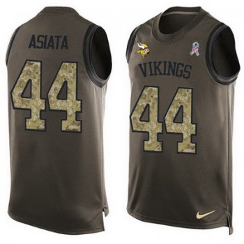 Men's Minnesota Vikings #44 Matt Asiata Green Salute to Service Hot Pressing Player Name & Number Nike NFL Tank Top Jersey