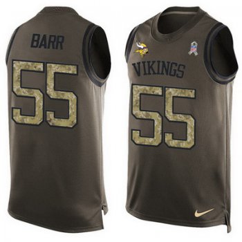 Men's Minnesota Vikings #55 Anthony Barr Green Salute to Service Hot Pressing Player Name & Number Nike NFL Tank Top Jersey