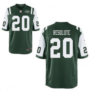 Men's New York Jets Resolute Support #20 Resolute Green Team Color Stitched NFL Nike Elite Jersey