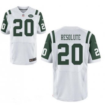 Men's New York Jets Resolute Support #20 Resolute White Road Stitched NFL Nike Elite Jersey