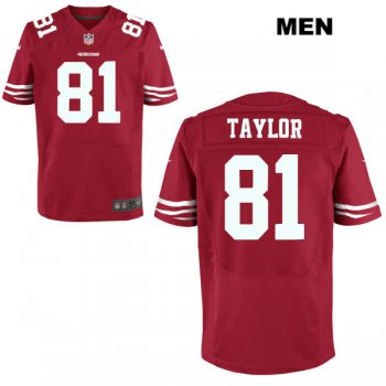 Mens Nike San Francisco 49ers #81 Trent Taylor Stitched Home Red Elite Football Jersey