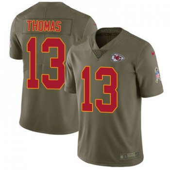 Nike Kansas City Chiefs #13 De'Anthony Thomas Olive Men's Stitched NFL Limited 2017 Salute to Service Jersey