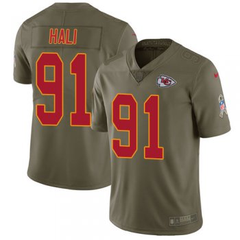 Nike Kansas City Chiefs #91 Tamba Hali Olive Men's Stitched NFL Limited 2017 Salute to Service Jersey