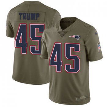 Nike New England Patriots #45 Donald Trump Olive Men's Stitched NFL Limited 2017 Salute To Service Jersey