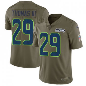 Nike Seattle Seahawks #29 Earl Thomas III Olive Men's Stitched NFL Limited 2017 Salute to Service Jersey