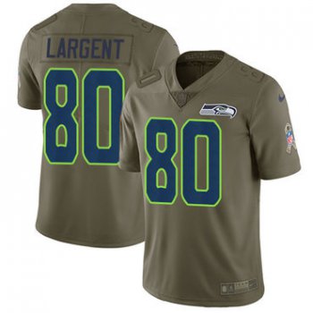 Nike Seattle Seahawks #80 Steve Largent Olive Men's Stitched NFL Limited 2017 Salute to Service Jersey