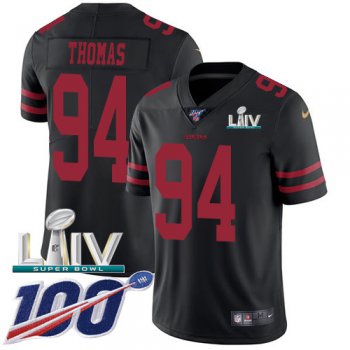 Nike 49ers #94 Solomon Thomas Black Super Bowl LIV 2020 Alternate Youth Stitched NFL 100th Season Vapor Limited Jersey